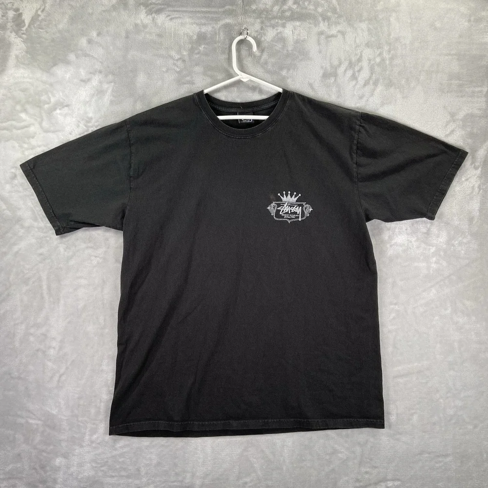 Stussy T-Shirt Mens Large Graphic Tee Short Sleeve Crew Neck Streetwear Black